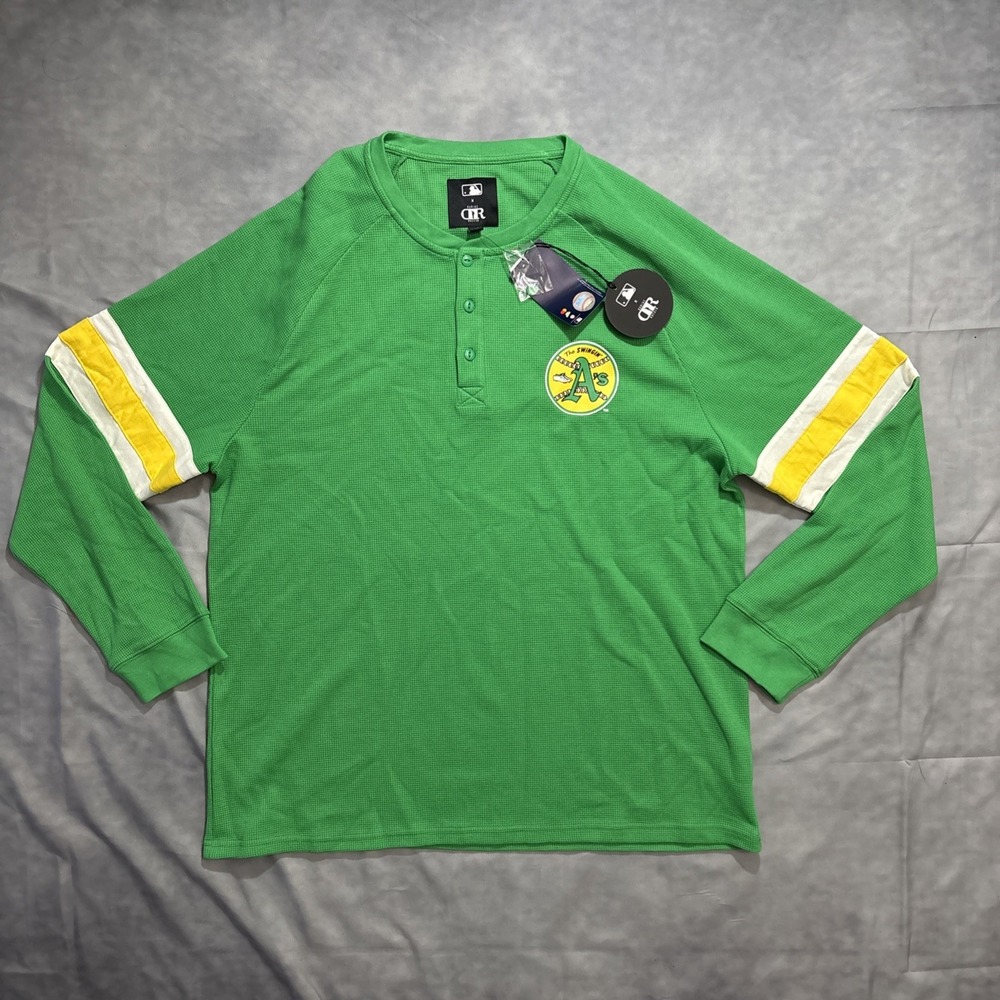 NWT Darius Rucker Oakland Athletics MLB Waffle Knit Long Sleeve Henley Men's XXL